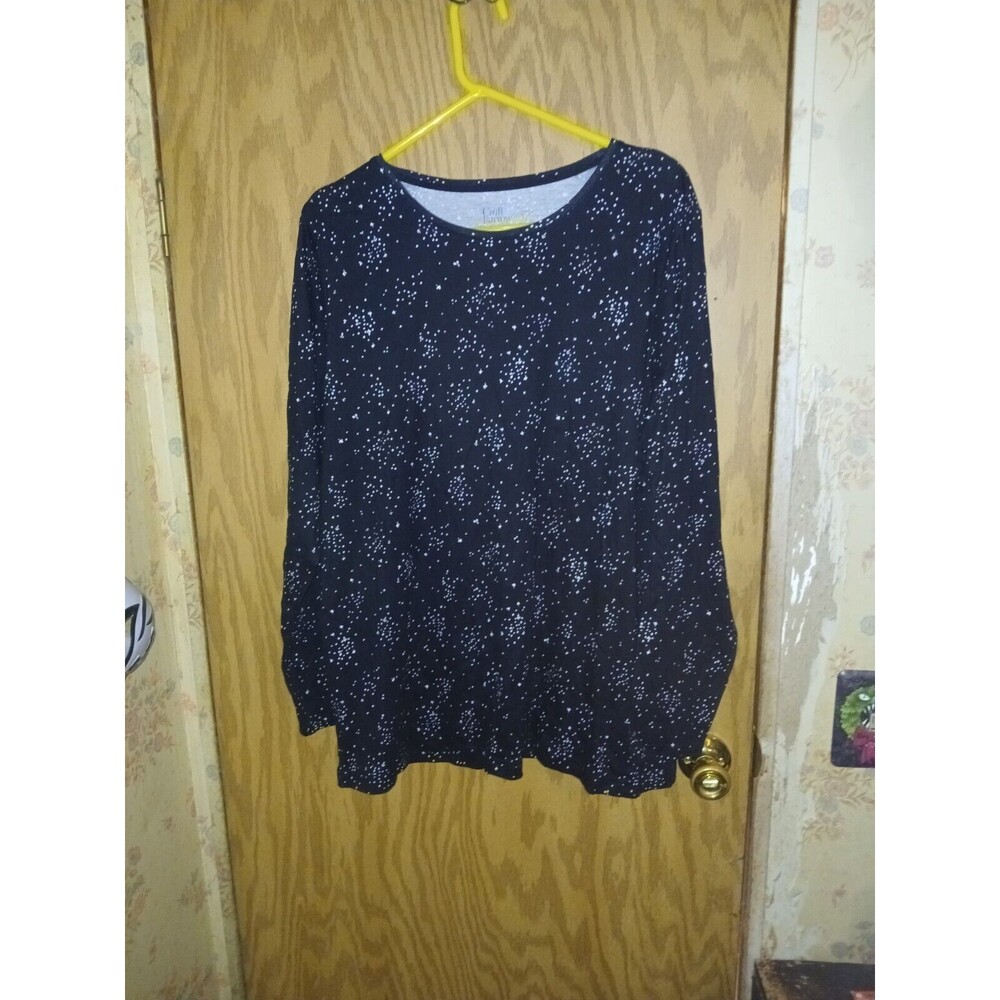 Croft & Barrow The Classic Tee Shirt Womens Plus Size 2X Black With White Spots